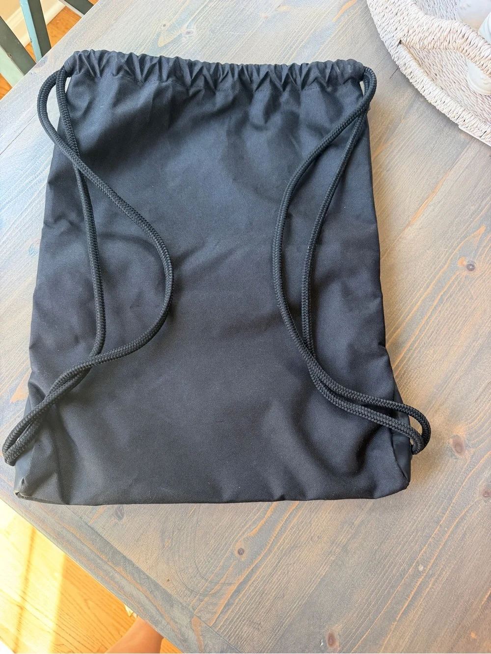 adidas Black Drawstring Backpack with White Stripe Accents
